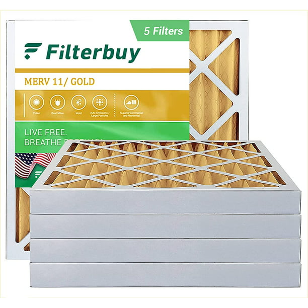 12-Pack, Gold FilterBuy 14x14x2 Air Filter MERV 11 Pleated HVAC AC Furnace Filters 
